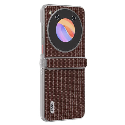 ABEEL For ZTE Libero Flip / nubia Flip 5G Case Genuine Cow Leather Phone Shell with Clear Matte Edge