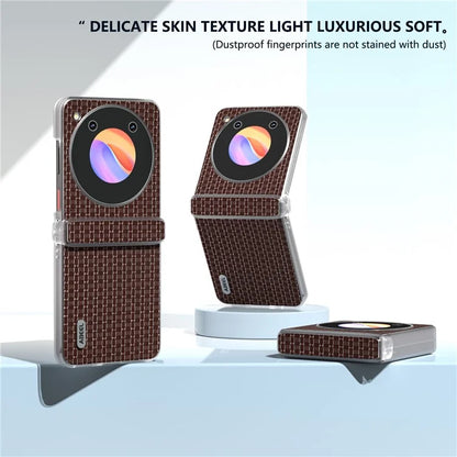 ABEEL For ZTE Libero Flip / nubia Flip 5G Case Genuine Cow Leather Phone Shell with Clear Matte Edge