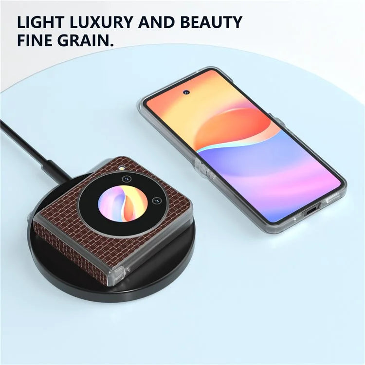 ABEEL For ZTE Libero Flip / nubia Flip 5G Case Genuine Cow Leather Phone Shell with Clear Matte Edge