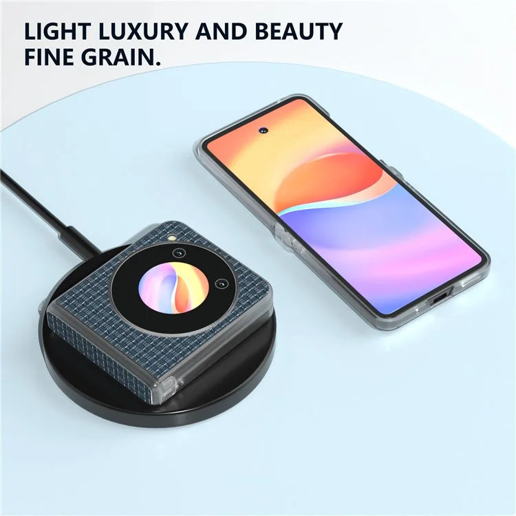 ABEEL For ZTE Libero Flip / nubia Flip 5G Case Genuine Cow Leather Phone Shell with Clear Matte Edge