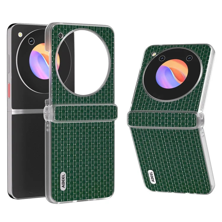 ABEEL For ZTE Libero Flip / nubia Flip 5G Case Genuine Cow Leather Phone Shell with Clear Matte Edge