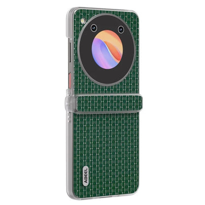 ABEEL For ZTE Libero Flip / nubia Flip 5G Case Genuine Cow Leather Phone Shell with Clear Matte Edge
