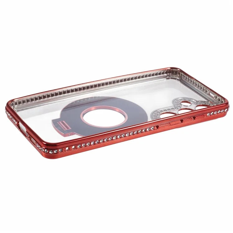 For Samsung Galaxy S24+ Case TPU Rhinestones Decor Phone Cover with Ring Kickstand