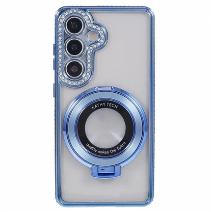 For Samsung Galaxy S24+ Case TPU Rhinestones Decor Phone Cover with Ring Kickstand