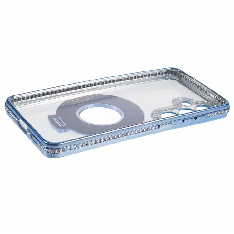 For Samsung Galaxy S24+ Case TPU Rhinestones Decor Phone Cover with Ring Kickstand