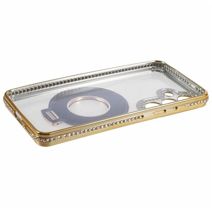 For Samsung Galaxy S24+ Case TPU Rhinestones Decor Phone Cover with Ring Kickstand