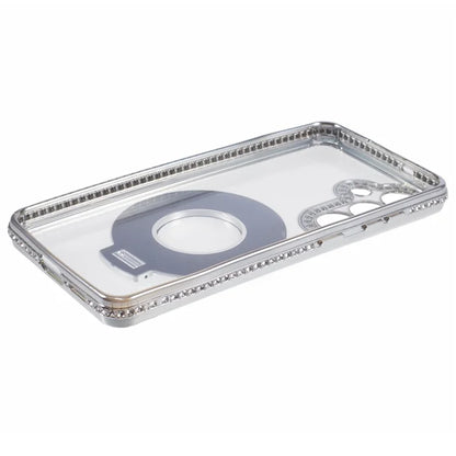 For Samsung Galaxy S24+ Case TPU Rhinestones Decor Phone Cover with Ring Kickstand