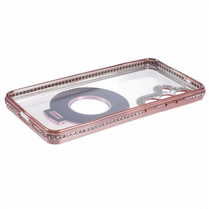 For Samsung Galaxy S24+ Case TPU Rhinestones Decor Phone Cover with Ring Kickstand