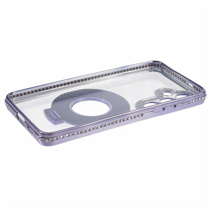For Samsung Galaxy S24+ Case TPU Rhinestones Decor Phone Cover with Ring Kickstand