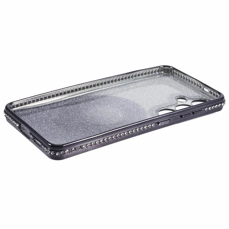 For Samsung Galaxy S24+ Case Rhinestone Lens Frame Gradient Soft TPU Phone Cover with Kickstand