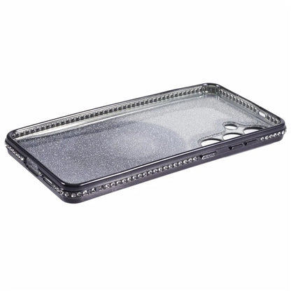 For Samsung Galaxy S24+ Case Rhinestone Lens Frame Gradient Soft TPU Phone Cover with Kickstand