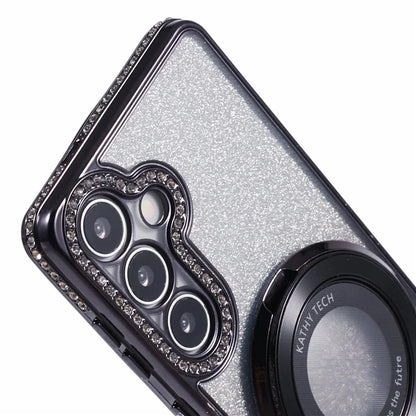 For Samsung Galaxy S24+ Case Rhinestone Lens Frame Gradient Soft TPU Phone Cover with Kickstand