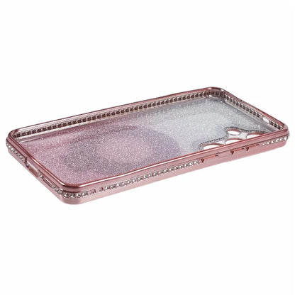 For Samsung Galaxy S24+ Case Rhinestone Lens Frame Gradient Soft TPU Phone Cover with Kickstand