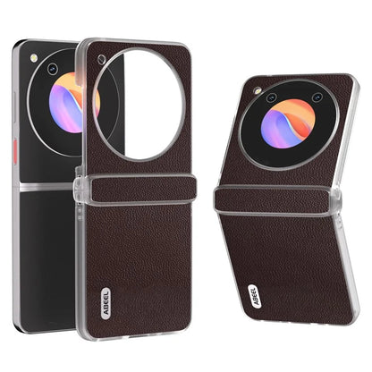 ABEEL For ZTE Libero Flip Case Clear Matte Edge Genuine Cow Leather+PC Phone Shell
