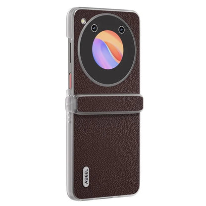 ABEEL For ZTE Libero Flip Case Clear Matte Edge Genuine Cow Leather+PC Phone Shell