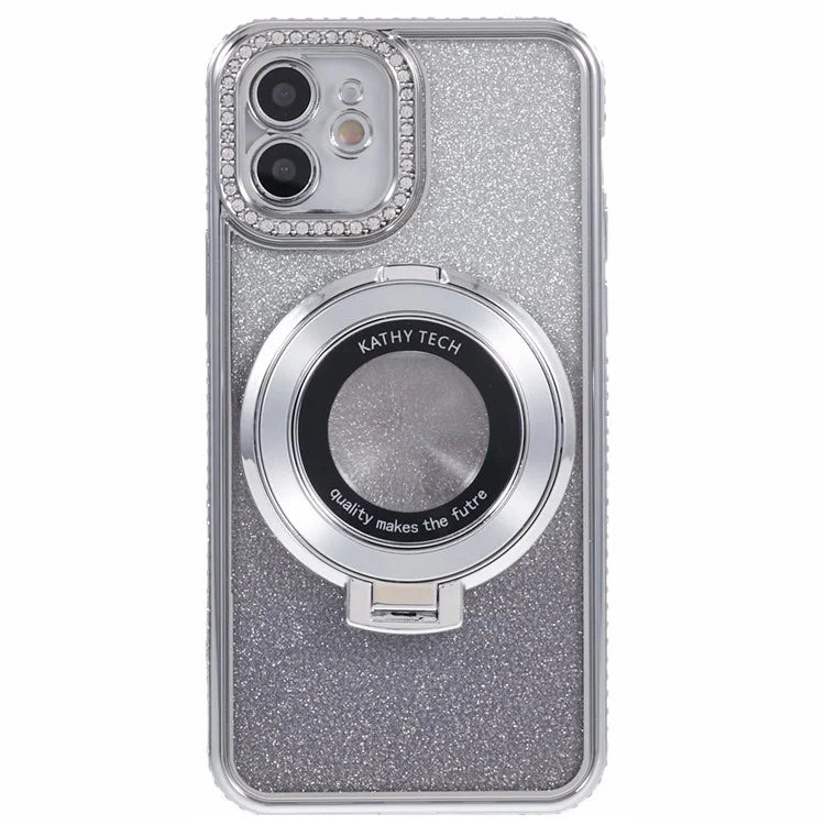For iPhone 11 Cell Phone Case Gradient TPU Cover with Kickstand  /  Rhinestone