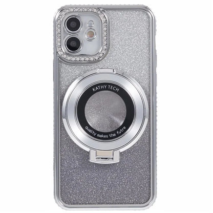 For iPhone 11 Cell Phone Case Gradient TPU Cover with Kickstand  /  Rhinestone
