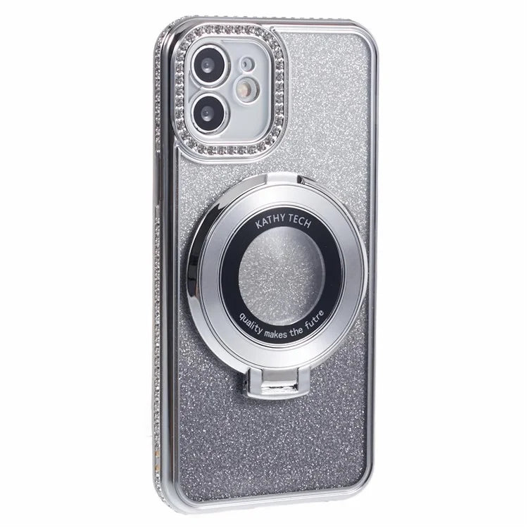 For iPhone 11 Cell Phone Case Gradient TPU Cover with Kickstand  /  Rhinestone