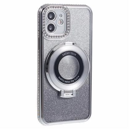 For iPhone 11 Cell Phone Case Gradient TPU Cover with Kickstand  /  Rhinestone