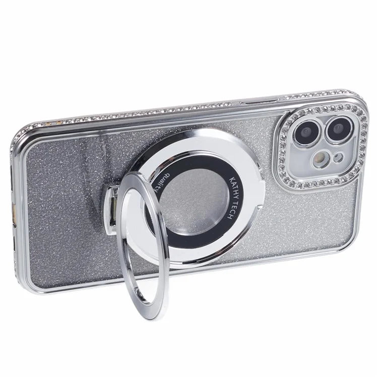 For iPhone 11 Cell Phone Case Gradient TPU Cover with Kickstand  /  Rhinestone