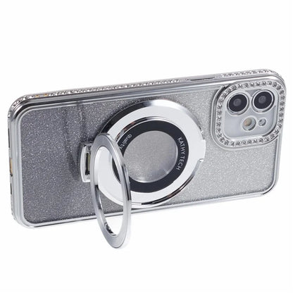 For iPhone 11 Cell Phone Case Gradient TPU Cover with Kickstand  /  Rhinestone