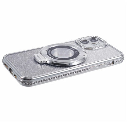 For iPhone 11 Cell Phone Case Gradient TPU Cover with Kickstand  /  Rhinestone