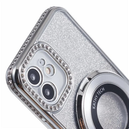 For iPhone 11 Cell Phone Case Gradient TPU Cover with Kickstand  /  Rhinestone