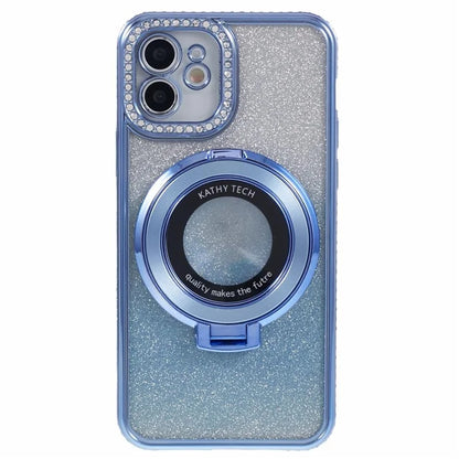 For iPhone 11 Cell Phone Case Gradient TPU Cover with Kickstand  /  Rhinestone