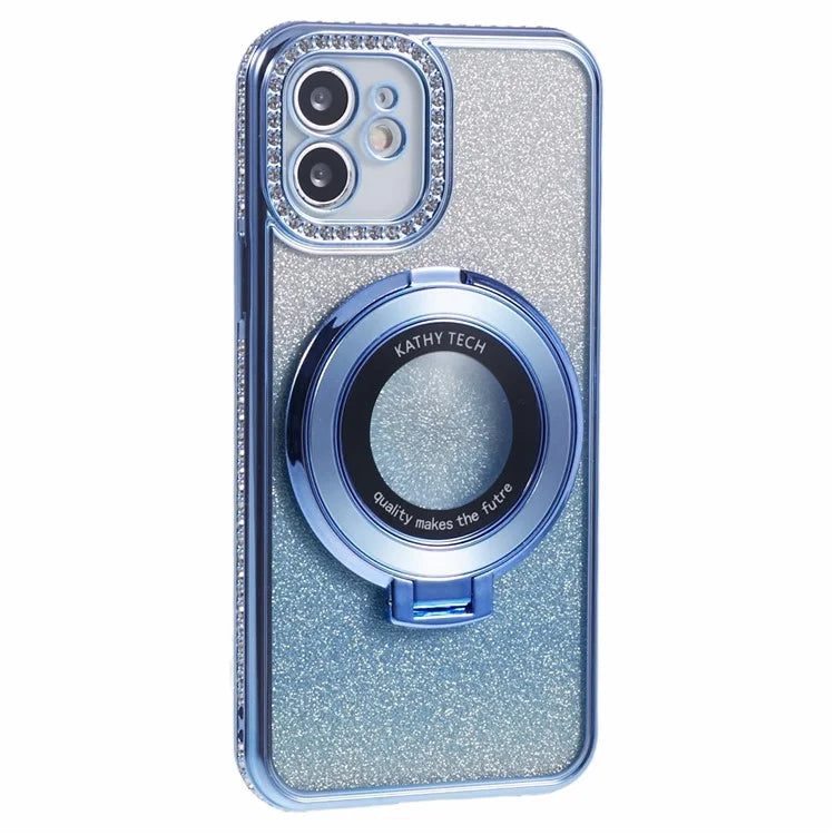 For iPhone 11 Cell Phone Case Gradient TPU Cover with Kickstand  /  Rhinestone