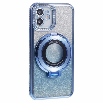 For iPhone 11 Cell Phone Case Gradient TPU Cover with Kickstand  /  Rhinestone