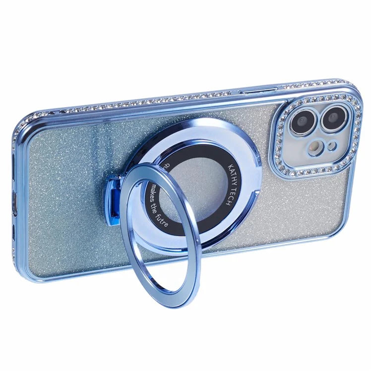 For iPhone 11 Cell Phone Case Gradient TPU Cover with Kickstand  /  Rhinestone