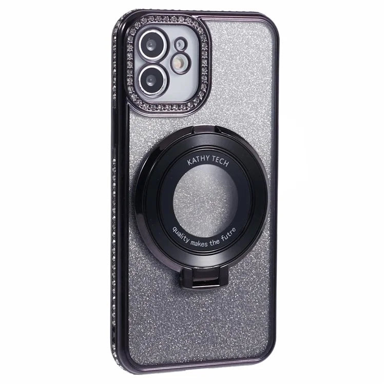 For iPhone 11 Cell Phone Case Gradient TPU Cover with Kickstand  /  Rhinestone