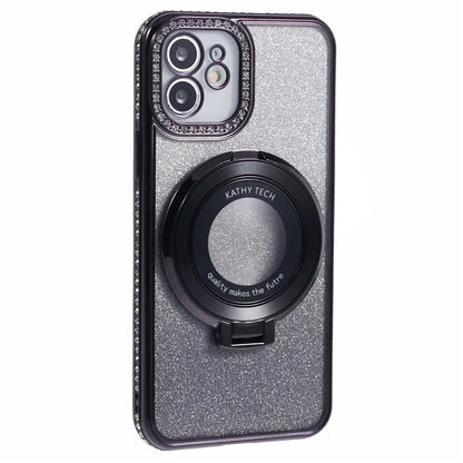 For iPhone 11 Cell Phone Case Gradient TPU Cover with Kickstand  /  Rhinestone