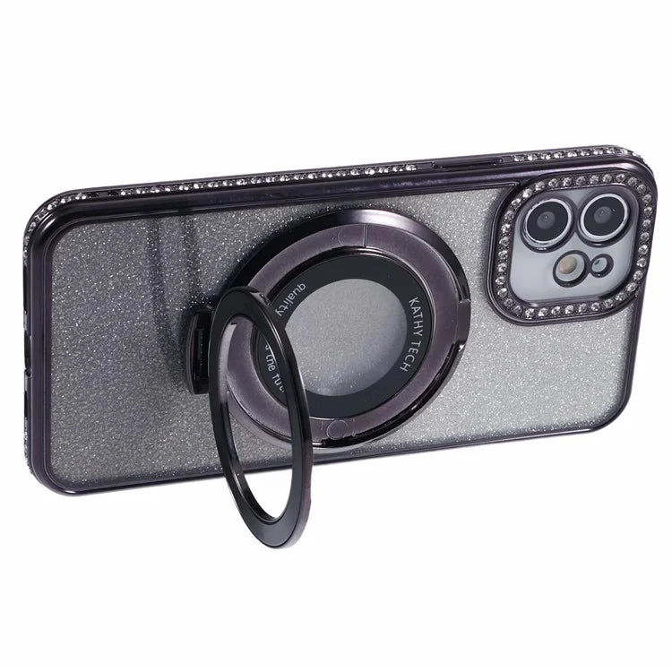 For iPhone 11 Cell Phone Case Gradient TPU Cover with Kickstand  /  Rhinestone