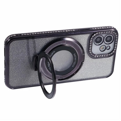 For iPhone 11 Cell Phone Case Gradient TPU Cover with Kickstand  /  Rhinestone