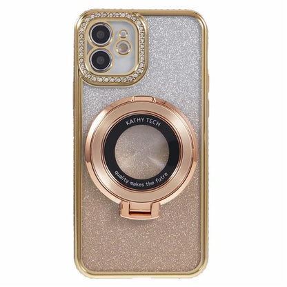 For iPhone 11 Cell Phone Case Gradient TPU Cover with Kickstand  /  Rhinestone