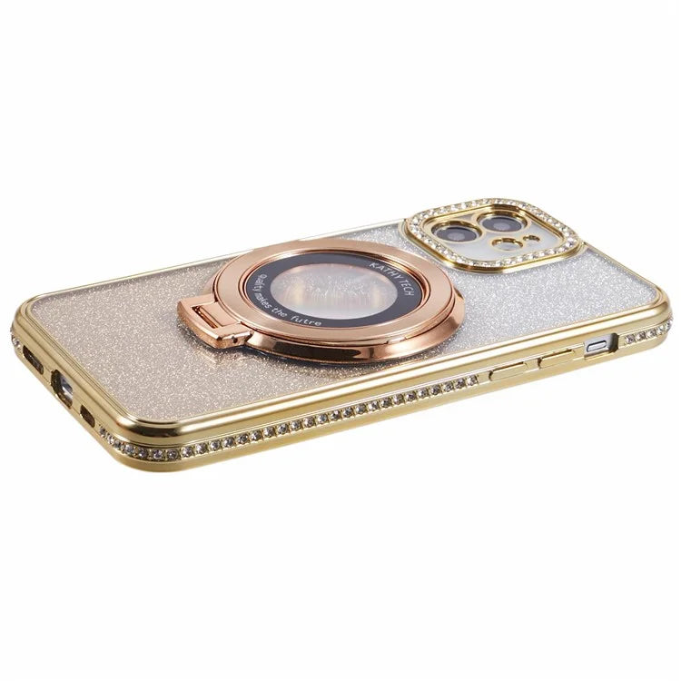 For iPhone 11 Cell Phone Case Gradient TPU Cover with Kickstand  /  Rhinestone