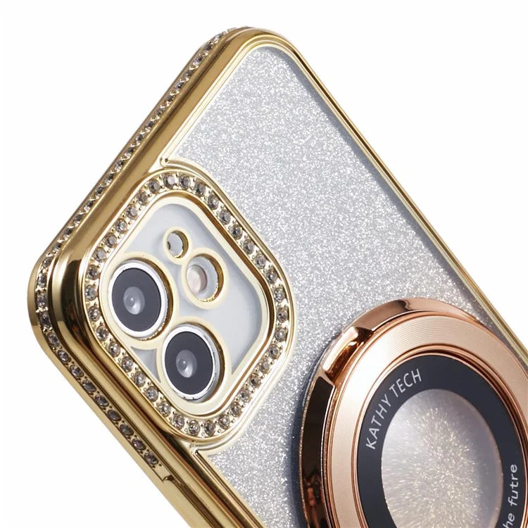 For iPhone 11 Cell Phone Case Gradient TPU Cover with Kickstand  /  Rhinestone