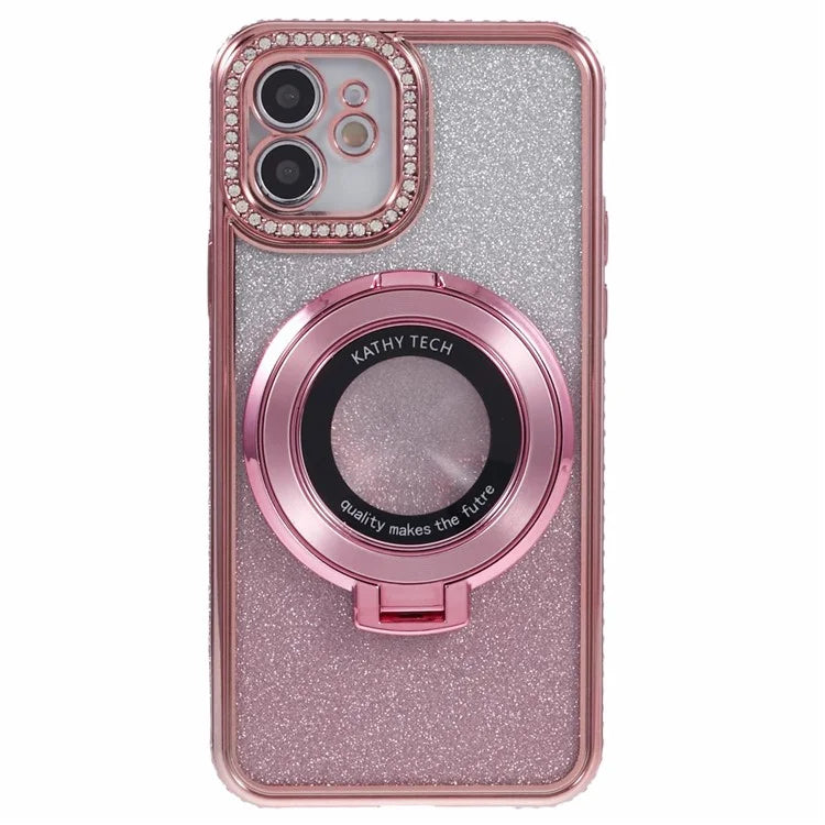 For iPhone 11 Cell Phone Case Gradient TPU Cover with Kickstand  /  Rhinestone