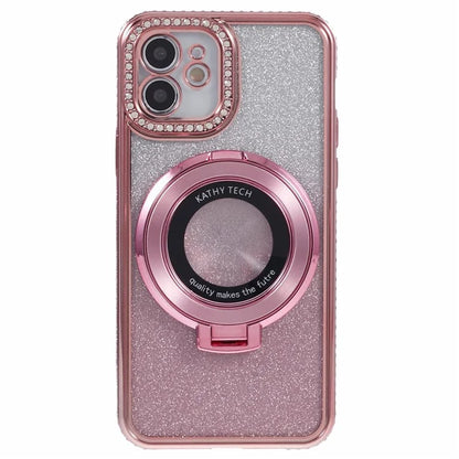 For iPhone 11 Cell Phone Case Gradient TPU Cover with Kickstand  /  Rhinestone