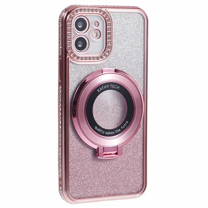 For iPhone 11 Cell Phone Case Gradient TPU Cover with Kickstand  /  Rhinestone