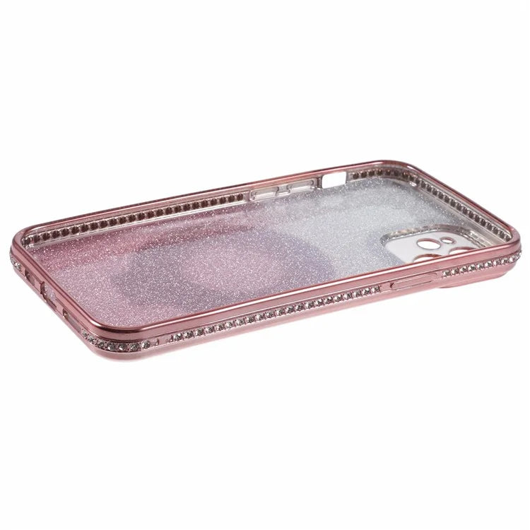 For iPhone 11 Cell Phone Case Gradient TPU Cover with Kickstand  /  Rhinestone
