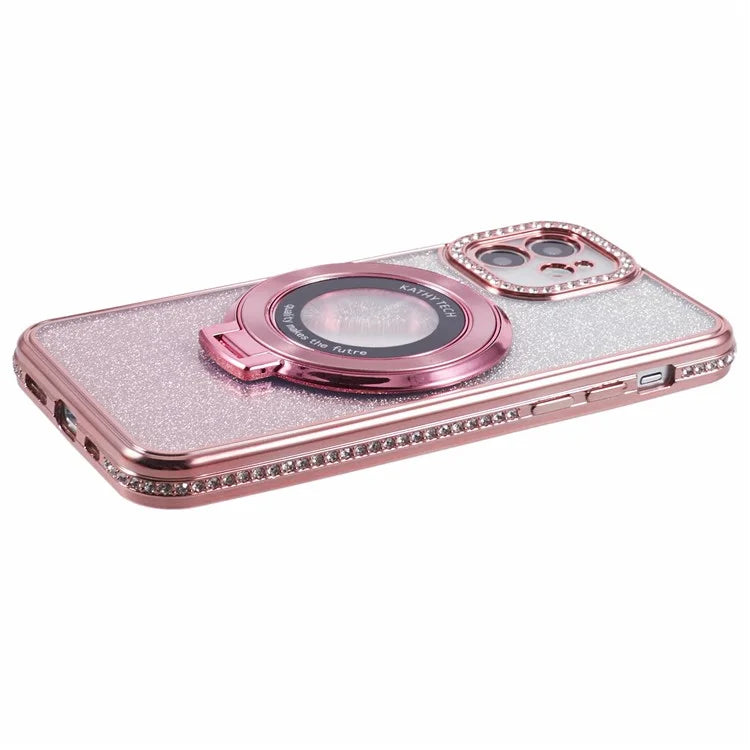 For iPhone 11 Cell Phone Case Gradient TPU Cover with Kickstand  /  Rhinestone