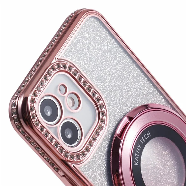 For iPhone 11 Cell Phone Case Gradient TPU Cover with Kickstand  /  Rhinestone