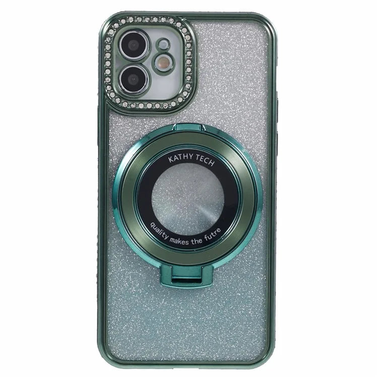 For iPhone 11 Cell Phone Case Gradient TPU Cover with Kickstand  /  Rhinestone