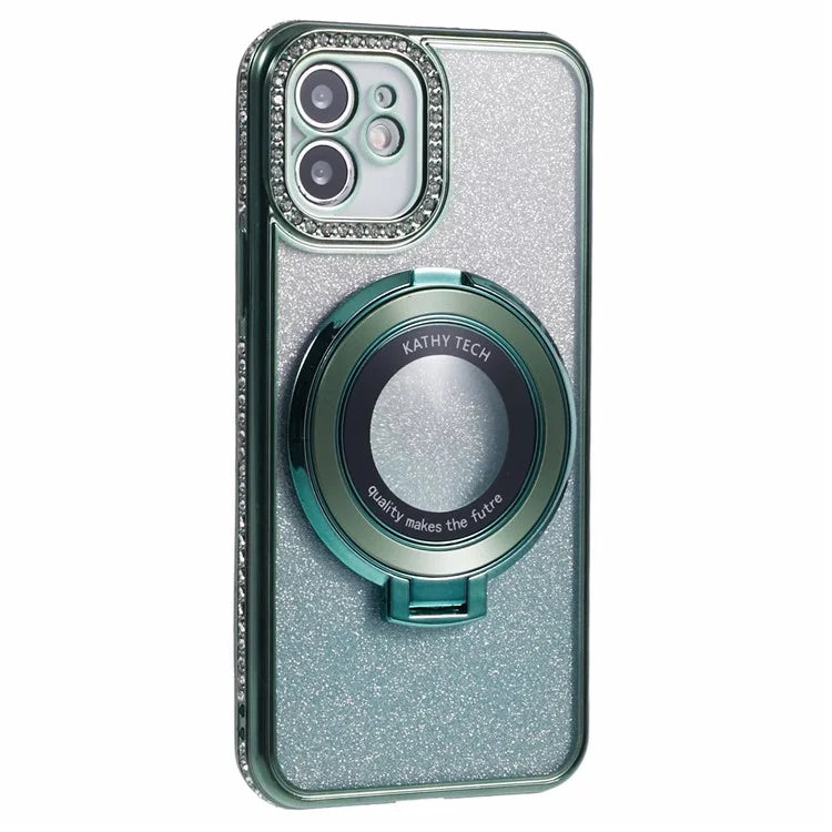For iPhone 11 Cell Phone Case Gradient TPU Cover with Kickstand  /  Rhinestone