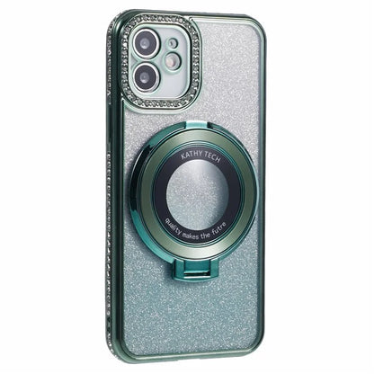 For iPhone 11 Cell Phone Case Gradient TPU Cover with Kickstand  /  Rhinestone