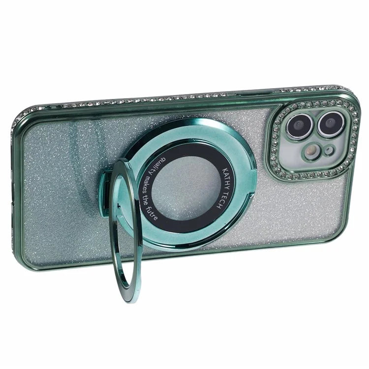 For iPhone 11 Cell Phone Case Gradient TPU Cover with Kickstand  /  Rhinestone