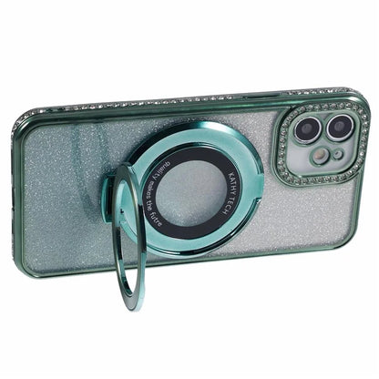 For iPhone 11 Cell Phone Case Gradient TPU Cover with Kickstand  /  Rhinestone