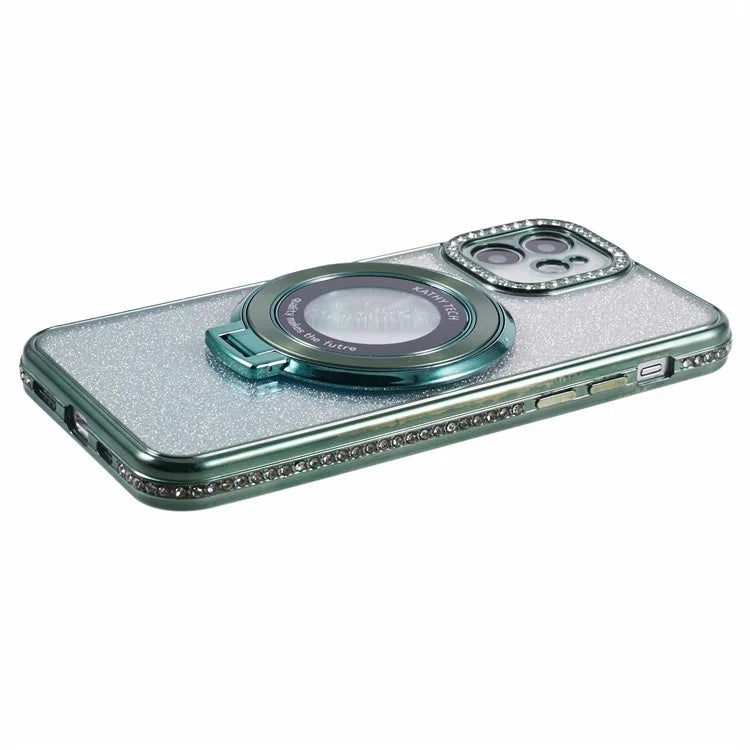 For iPhone 11 Cell Phone Case Gradient TPU Cover with Kickstand  /  Rhinestone